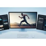 A digital creator's desk comparing Kling 3.0, Seedance 2.0, and Higgsfield AI video generation tools on multiple monitors.